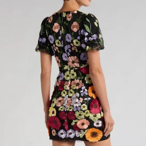 Adelyn Rae Floral Print Flower V-neck Puff Sleeve Dress Dress(Size Small) - Picture 2 of 10